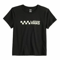 Juniors' Vans "Vans" White Checkered Logo Graphic Tee -Vans Sales Store unnamed file 1030