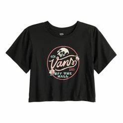 Juniors' Vans Cropped "Off The Wall" Skull Logo Graphic Tee -Vans Sales Store unnamed file 1191