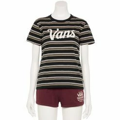 Juniors' Vans Striped "Vans" Logo Graphic Tee