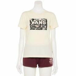 Juniors' Vans Floral "Off The Wall" Logo Graphic Tee