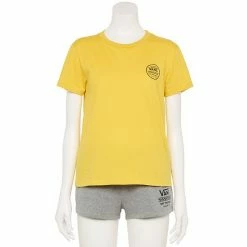 Juniors' Vans Yellow "Off The Wall" Logo Graphic Tee