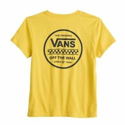 Juniors' Vans Yellow "Off The Wall" Logo Graphic Tee -Vans Sales Store unnamed file 1459