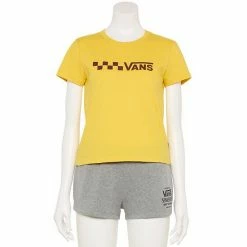 Juniors' Vans Yellow "Vans" Logo Graphic Tee
