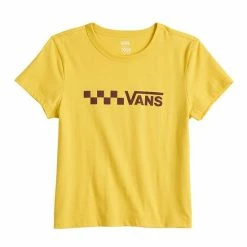 Juniors' Vans Yellow "Vans" Logo Graphic Tee -Vans Sales Store unnamed file 1540