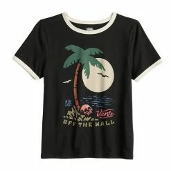 Juniors' Vans Beach Scene "Off The Wall" Graphic Ringer Tee -Vans Sales Store unnamed file 1543