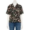 Juniors' Vans Button Front Floral Top