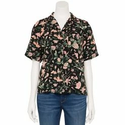 Juniors' Vans Button Front Floral Top