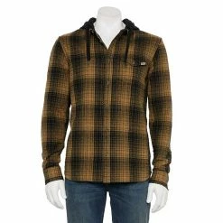 Men's Vans® Hooded Long Sleeve Button Front Shirt Asphalt -Vans Sales Store unnamed file 291