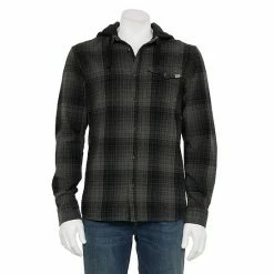 Men's Vans® Hooded Long Sleeve Button Front Shirt Asphalt -Vans Sales Store unnamed file 292