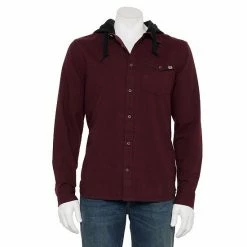 Men's Vans® Hooded Long Sleeve Button Front Shirt Asphalt -Vans Sales Store unnamed file 293