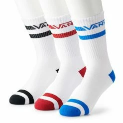 Men's Vans® 3-pack Crew Socks Red Black Blue Stripe