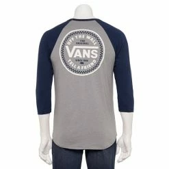 Men's Vans® Logo Raglan Graphic Tee Gray Navy
